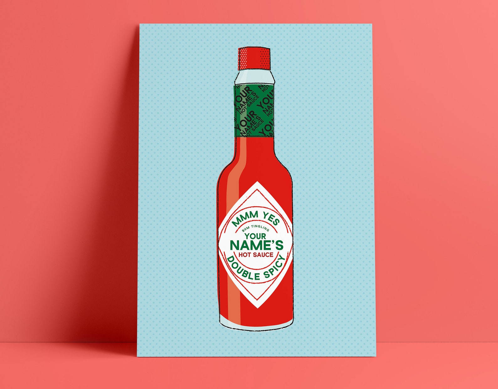 Personalised Hot Sauce Art Print A4/A3 Great Gift for Etsy
