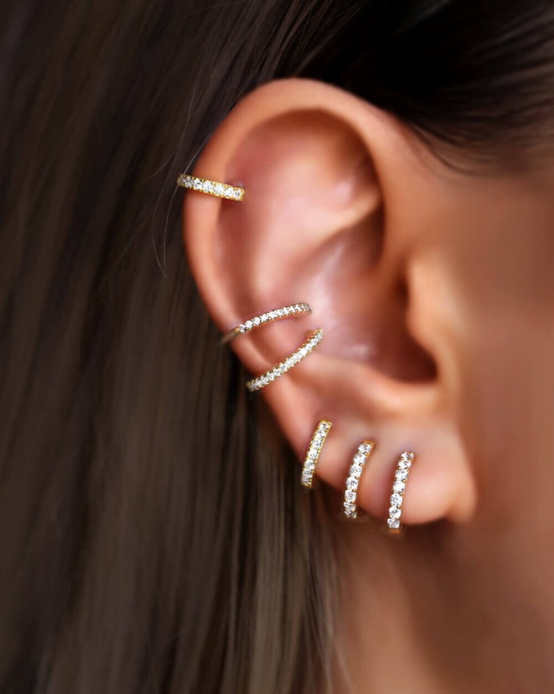 Huggie hoop earrings cartilage hoop small helix hoop | Etsy