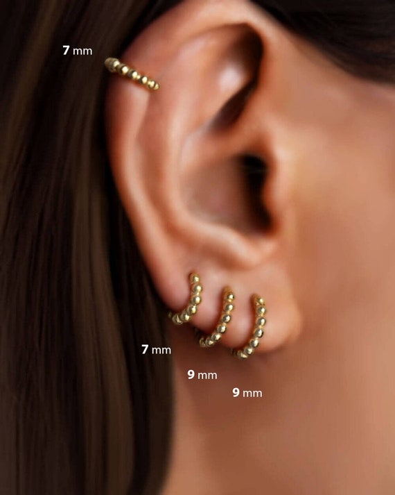 Small hoop earrings bead hoop earrings dainty hoops | Etsy