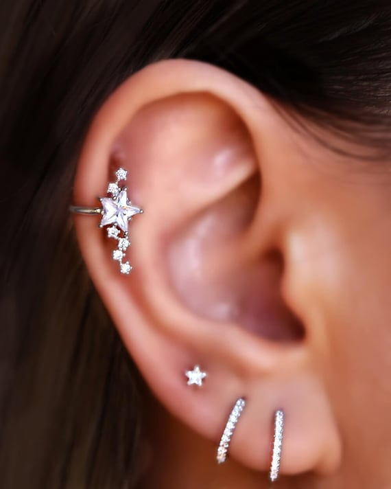 Star Ear Cuff No Piercing Ear Cuff No Piercing Celestial Etsy