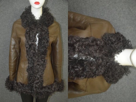 Vintage Hippie Boho Afghan Fur Brown Sheepskin Le
