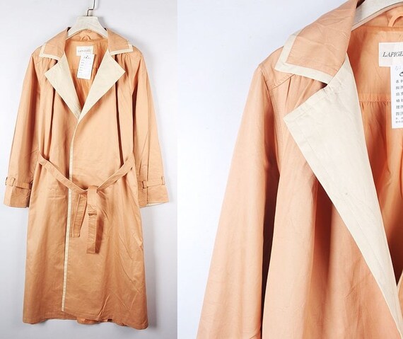 Vintage Peach 70s Trench, Japanese Twiggy Mod Past