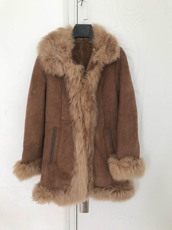 Vintage Hippie Boho Afghan Sheepskin Coat XS