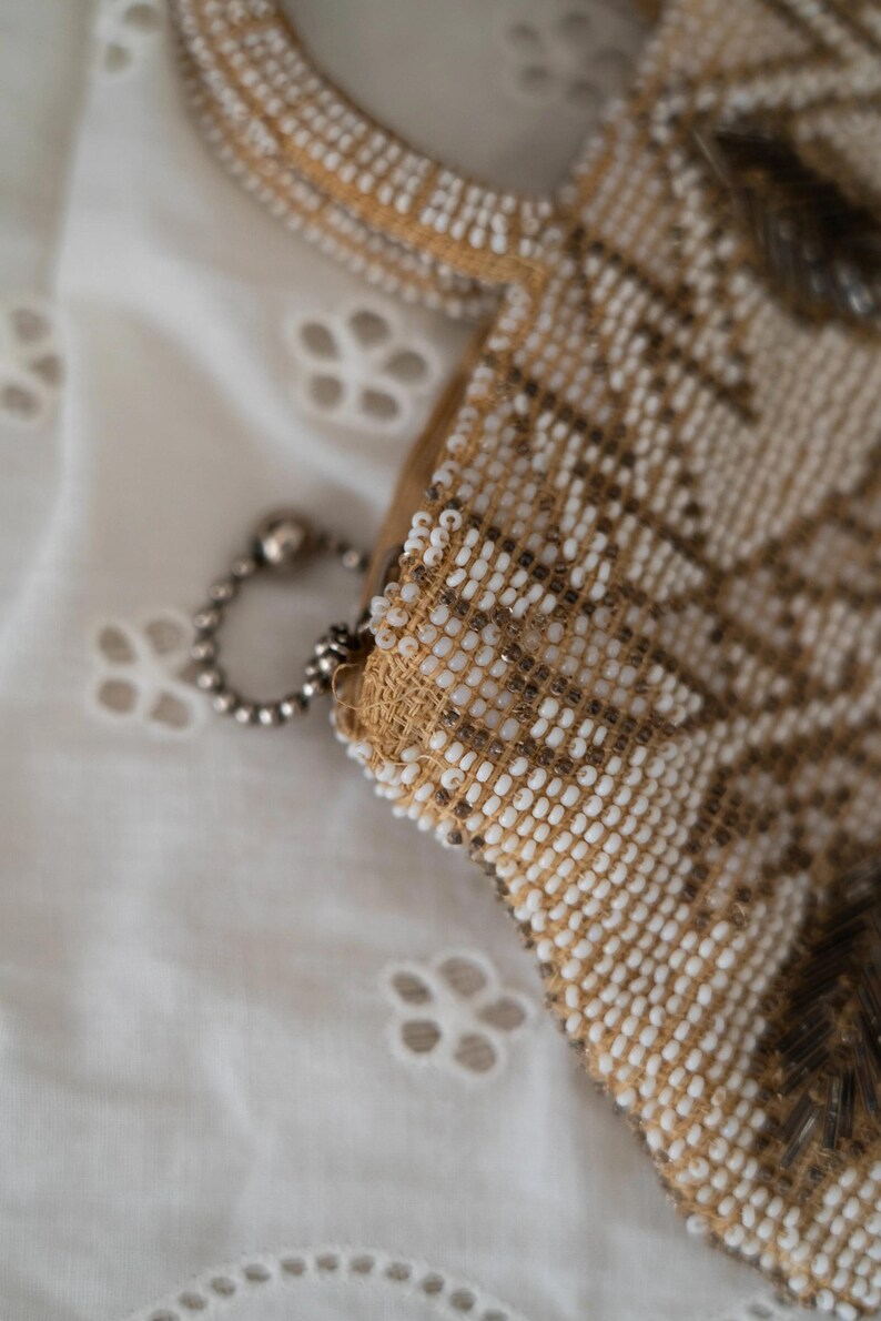 1920's Antique Deco Inspired Gatsby Beaded Evening Bag - Champagne Rose main image 1