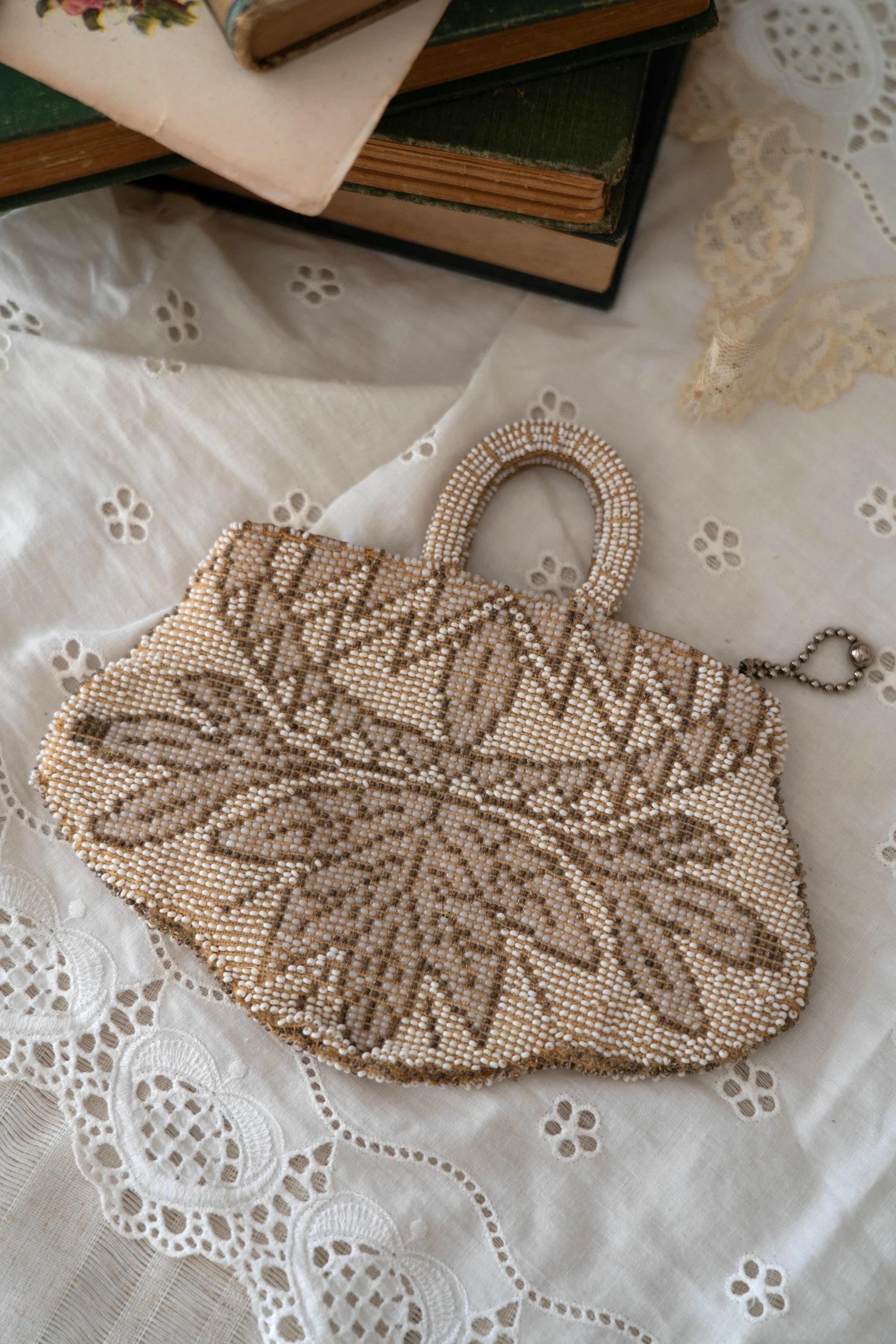 1920's Antique Deco Inspired Gatsby Beaded Evening Bag - Matte Copper