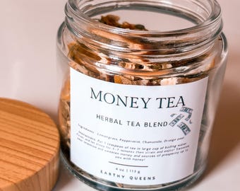 Money Tea Herbal Blend | Prosperity Manifestation with Peppermint, Chamomile, Lemongrass, Orange Peel