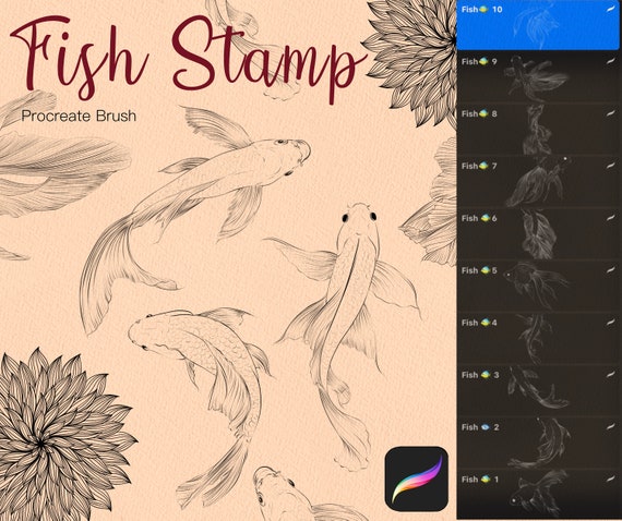 Procreate tattoo, Stamp brush, procreate brush, tattoo, tattoo design, tattoo brush, tattoo Stamp, fish stamp, fish
