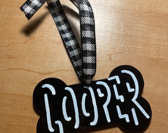 Dog Bone Ornament - Hand Lettered Custom