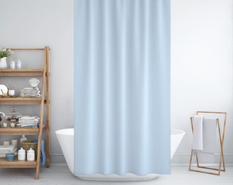 Shower Curtain 180x200 cm Navy Blue Plain Bath Curtain Anti Mould with Rings 