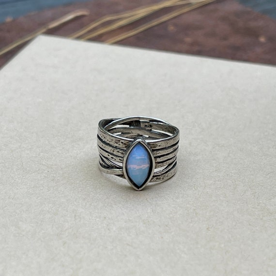 Sterling Silver Statement ring with Opal Gemstone - image 2