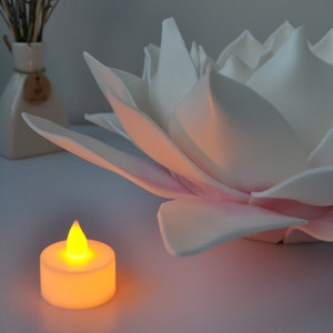 Lotus Small Table Lamp with LED Candle Fairy Flower Night Lamp Yoga Meditation Spiritual Decoration Handmade Lamp image 8