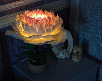 Peony Flower Bedside Lamp Flower Table Lamp Shade Romantic Sweet Living Room Bedroom Night Light