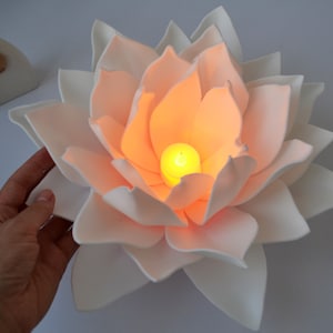 Lotus Small Table Lamp with LED Candle Fairy Flower Night Lamp Yoga Meditation Spiritual Decoration Handmade Lamp image 9