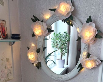 LED-pioenrozen Bloemenkerstverlichting 2,5 m korte lichtslingers Hanglampen Slaapkamer Open haard Feestdagenslinger