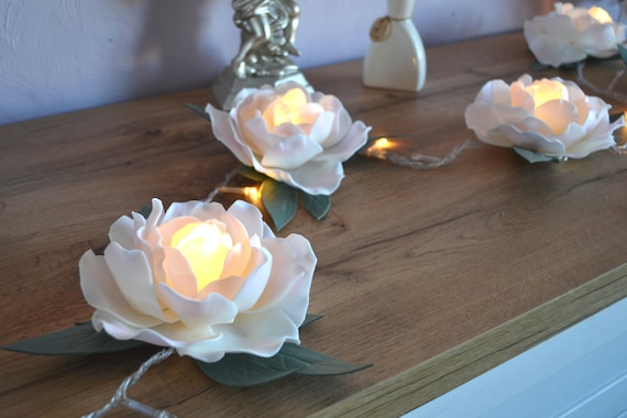 Flower String Fairy Lights LED Peonies String Lights for Bedroom Living Room Fireplace Garland Christmas Party Wedding Decor