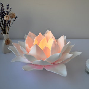 Lotus Small Table Lamp with LED Candle Fairy Flower Night Lamp Yoga Meditation Spiritual Decoration Handmade Lamp image 5