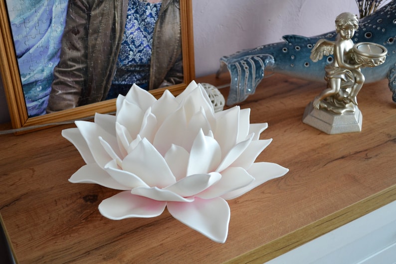 Lotus Small Table Lamp with LED Candle Fairy Flower Night Lamp Yoga Meditation Spiritual Decoration Handmade Lamp image 3