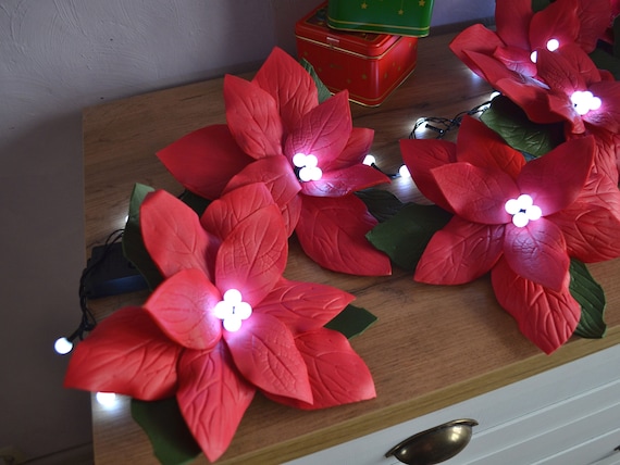 Weihnachtsstern Weihnachtsstern Girlande Lichterkette Baumschnur  Lichterkette Knstliche rote Weihnachtssterne Handgemachte Isolon  Weihnachtsornamente - Etsy sterreich