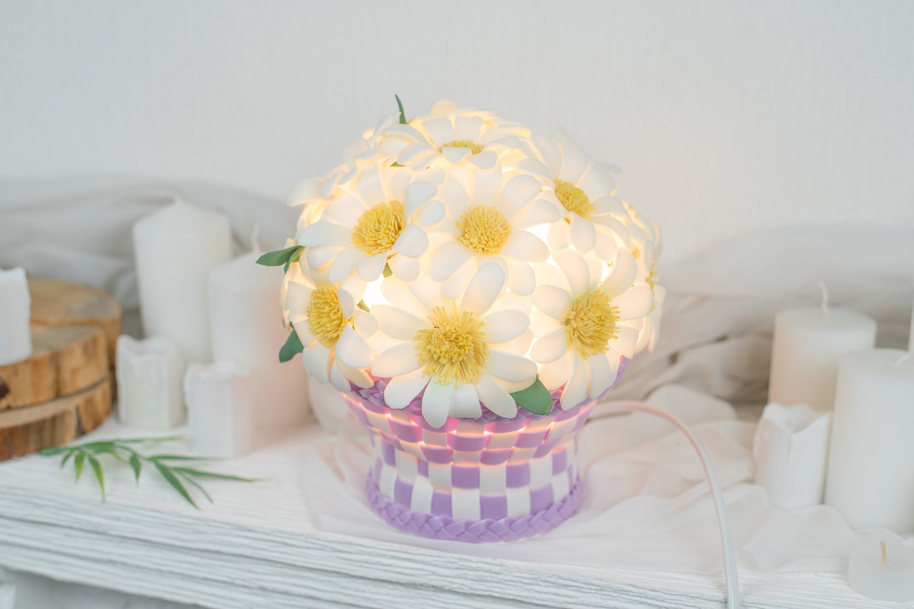 Lampe De Table Led Marguerite, Petite Lampe Chevet Fleur, Chambre Pour Chevet, Veilleuse Florale, Décoration Cottagecore