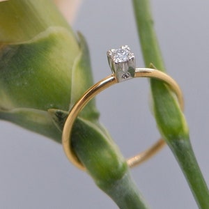 Baby&#39;s First Diamond Ring in 18K Gold and Platinum