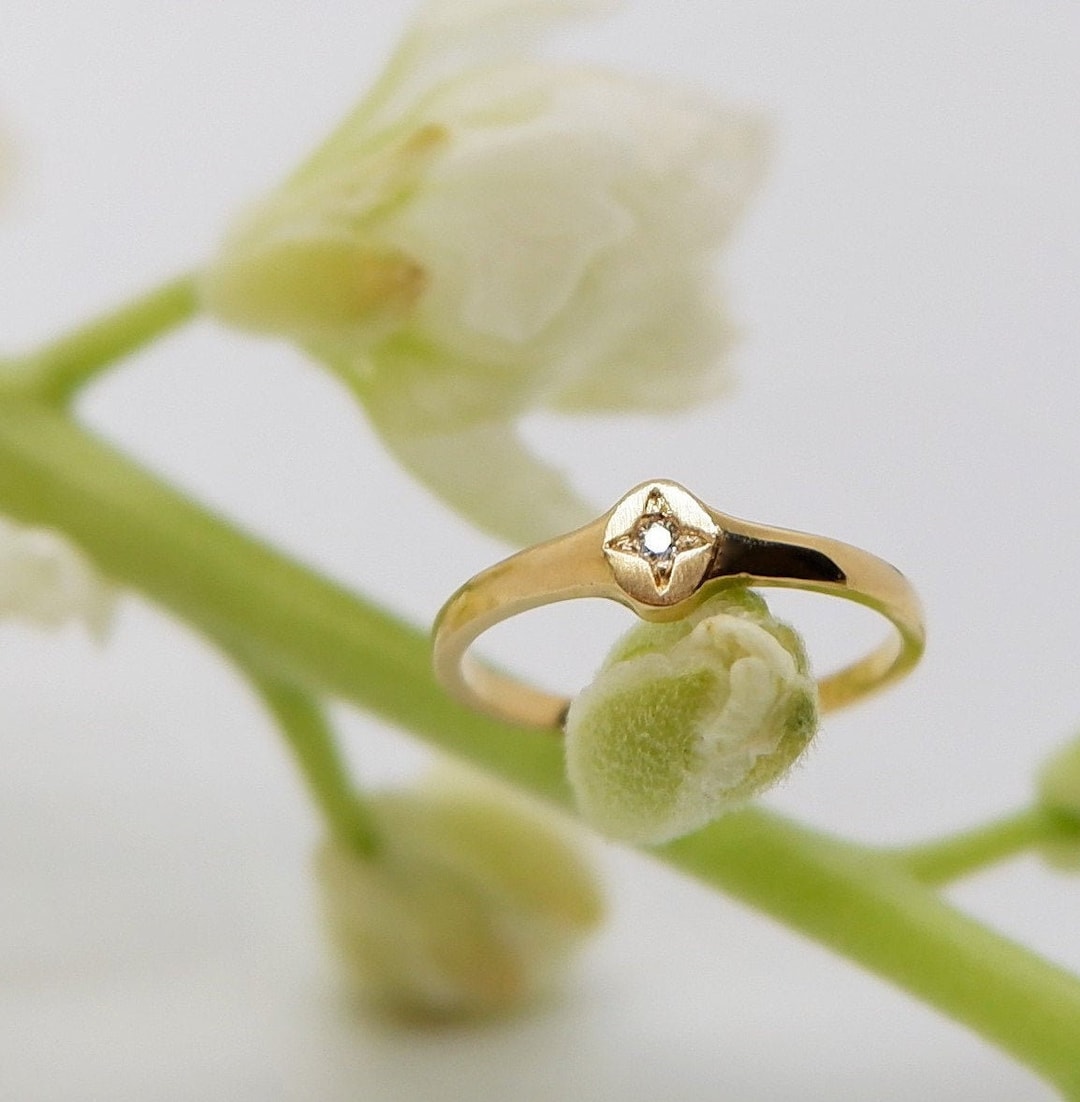 Baby's First Diamond Signet Ring in 18K Gold - Etsy