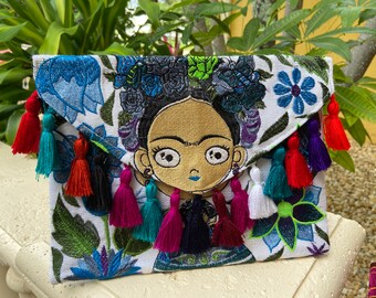 Frida Embroidered Mexican Clutch/Purse