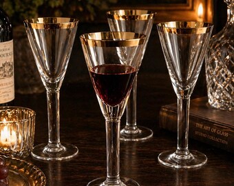 Stephen Smyers Neopolitan Gold Cocktail Glasses Set of 4 – Vintage Designer Cordial Glassware with etched signature