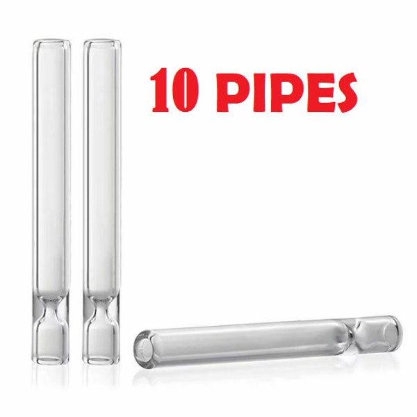 10 One Hitter Glass Pipe For Tobacco Smoking -  Thick Glass Chillum pipe 80mm long - Shipped via USPS FIRST CLASS