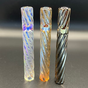 One Hitter Glass Pipe For Tobacco Smoking -  Thick Twisted Glass - Stylish Chillum