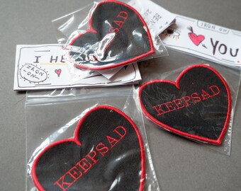 I Love You / KEEPSAD - Iron / Sew on heart patch [BENSAD, Artist, Patch]