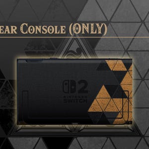 May include: A black Nintendo Switch console back panel featuring a geometric pattern of triangles in black and tan on the right side. The text REAR CONSOLE (ONLY) is displayed above the device, and the Nintendo Switch logo is centered on the back.