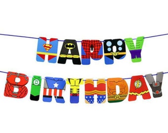 Spiderman Themed Children birthday party flag bunting banners UK Seller