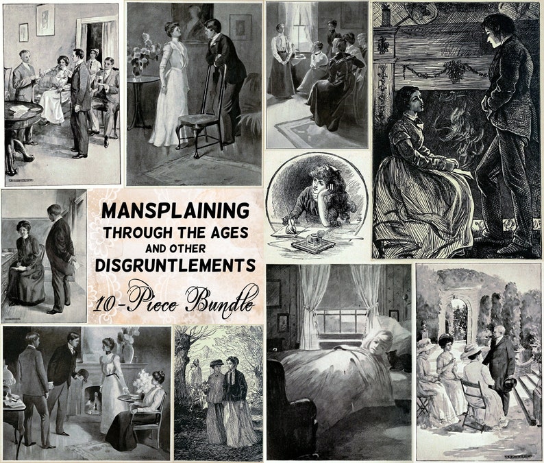 Printable Bundle Sarcastic Art Vintage Feminist Art Digital Ephemera Mansplaining Through The Ages Instant Art for Junk Journal
