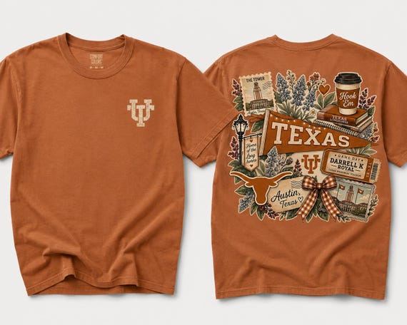 Texas Game Day Shirt, Vintage Longhorn Tee, Austin Texas Football Shirt, Comfort Colors College Game Day Shirt, Burnt Orange Tee