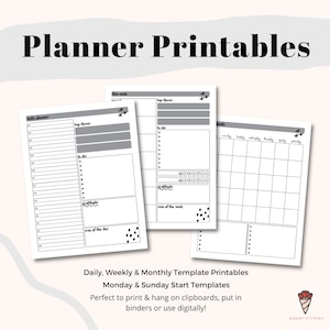 Daily, Weekly and Monthly Blank Printable Planner Templates ...
