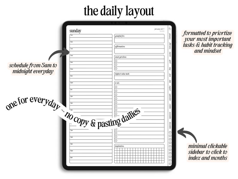 Planner Without Data Undated Digital Planner - Portrait - Minimal - Goodnotes Planner - iPad ...