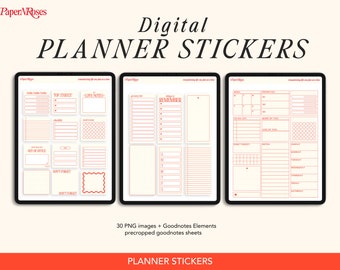 Classic Planner Stickers - Precropped Goodnotes Digital Planner Stickers - Widgets - PaperNRoses - PNG files, Colorful, Fun, Cute, Lists