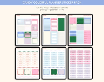 Planner Stickers - Precropped Goodnotes Digital Planner Stickers - Widgets - PaperNRoses - PNG files, Colorful, Fun, Cute, Lists