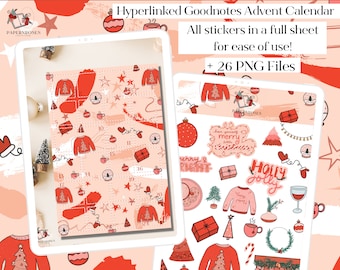Christmas Goodnotes Stickers - Clickable Advent Calendar + PNG Files - PaperNRoses
