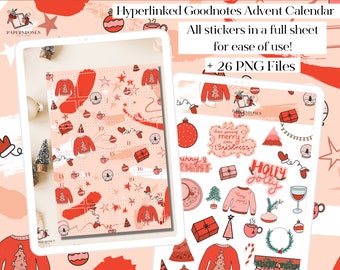 Christmas Goodnotes Stickers - Clickable Advent Calendar + PNG Files - PaperNRoses