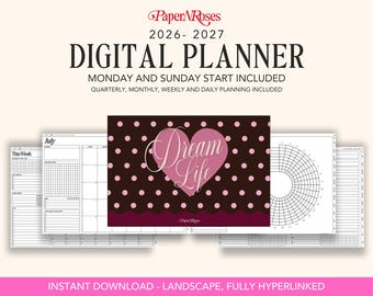 2026-2027 Digital Life Planner - Landscape - Goodnotes Planner - iPad Planner