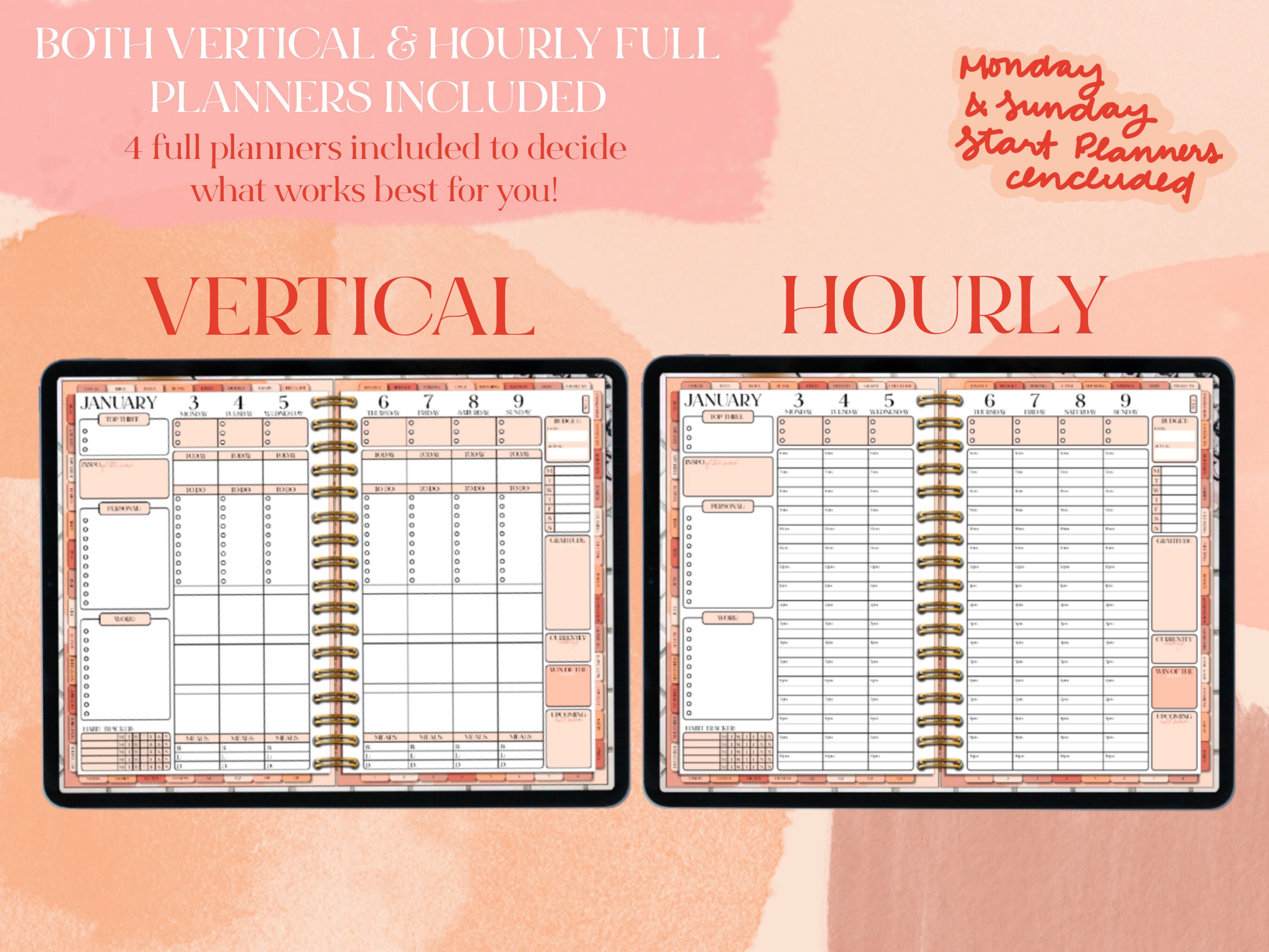 Undated Dream Life Planner - Includes Both HOURLY & VERTICAL Planners ...