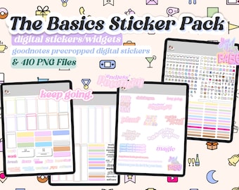 Digital Planner Stickers - The Basics - Goodnotes Precropped Digital Stickers and Icons