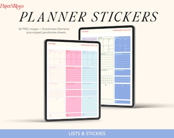 Planner Stickers - Precropped Goodnotes Digital Planner Stickers - Widgets - PaperNRoses - PNG files, Colorful, Fun, Cute, Lists