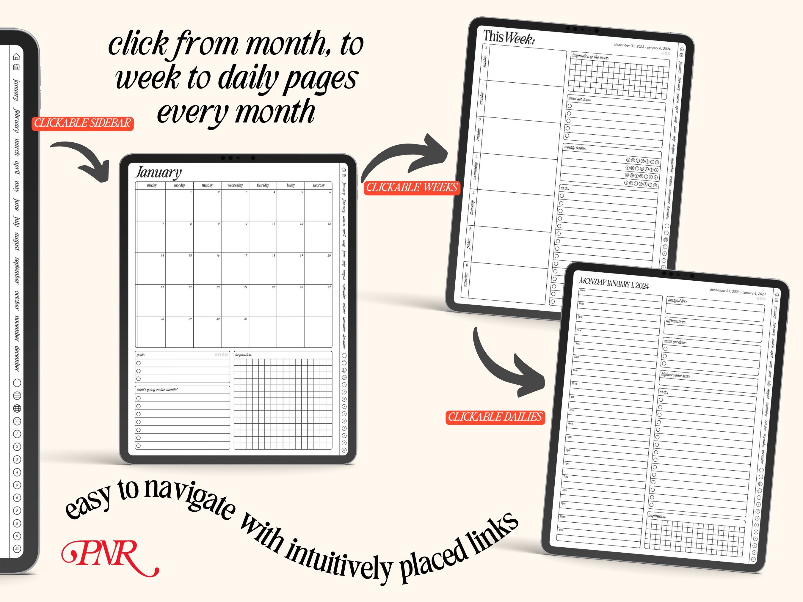 2024 Digital Planner - Portrait - Minimal - Goodnotes Planner - iPad ...
