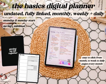 The Basics Undated Digital Planner - Portrait - Minimal - Goodnotes Planner - iPad Planner