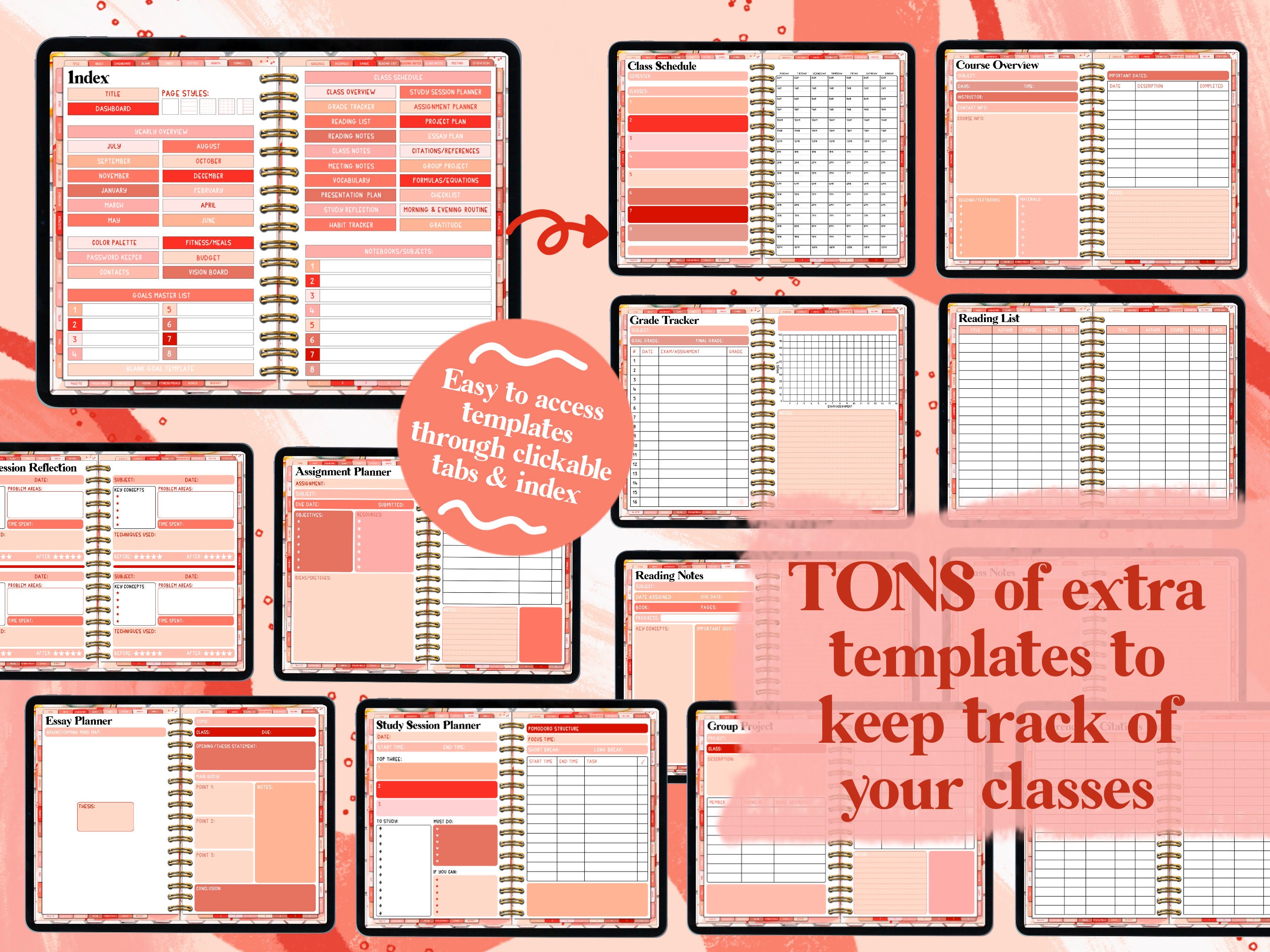 Papernroses UNDATED Ultimate Student Digital Planner - Monthly, Weekly ...