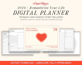 2024 Digital Planner - Landscape - Minimal - Goodnotes Planner - iPad Planner