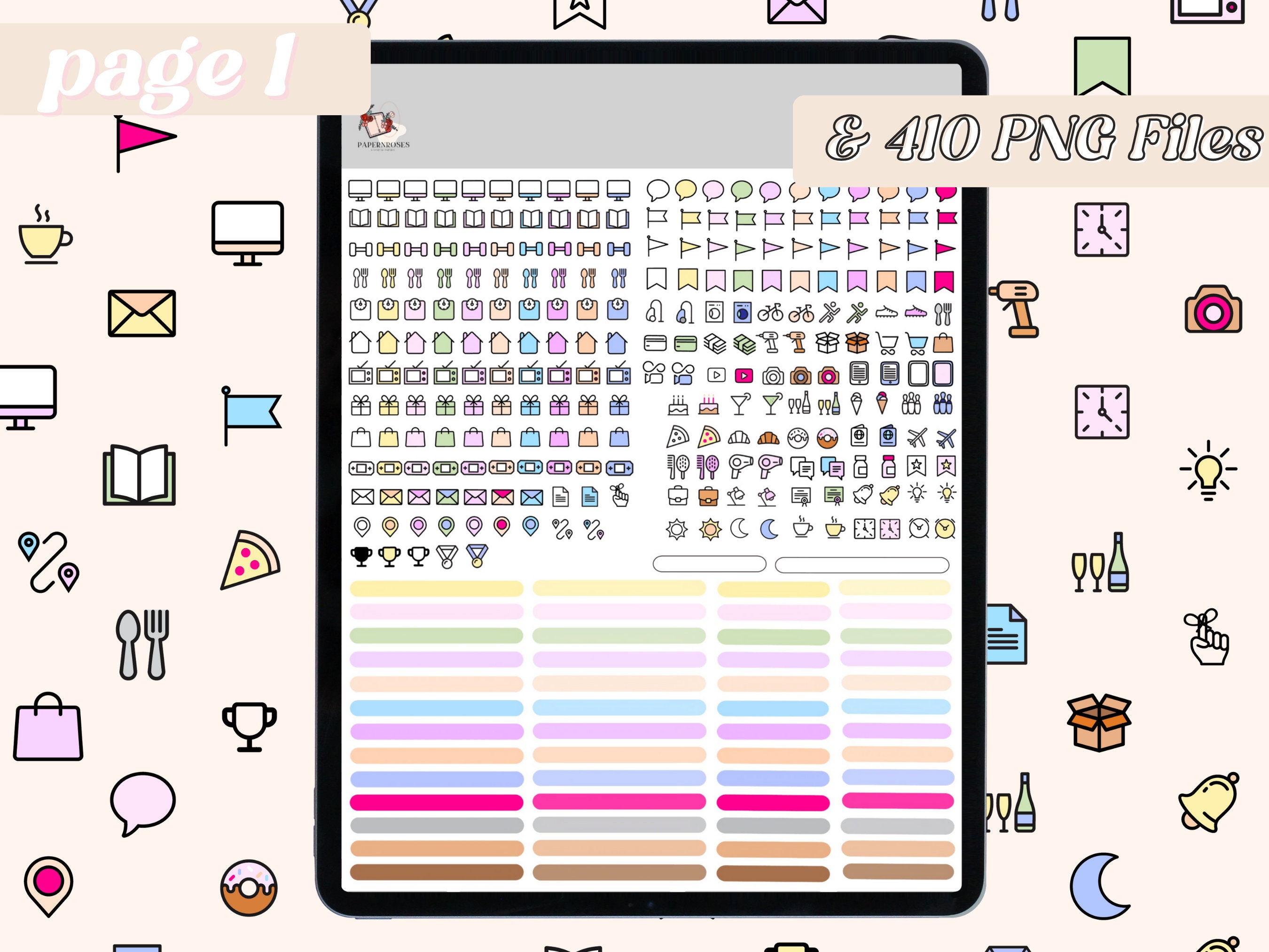 Digital Planner Stickers - the Basics - Goodnotes Precropped Digital ...