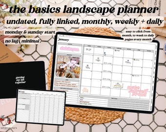 The Basics Digital Planner - Landscape - Minimal - Goodnotes Planner - iPad Planner